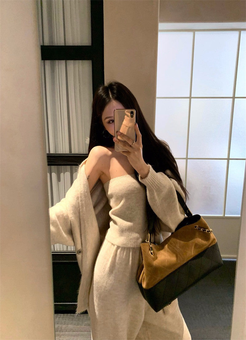 25Dec. 芬蘭午茶慵懶針織三件套 杏