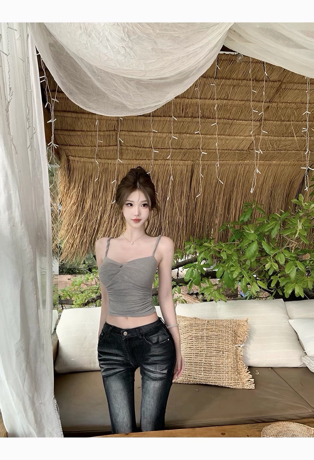 26Jun. 微醺純慾扭結花繩背心 藍/杏/灰