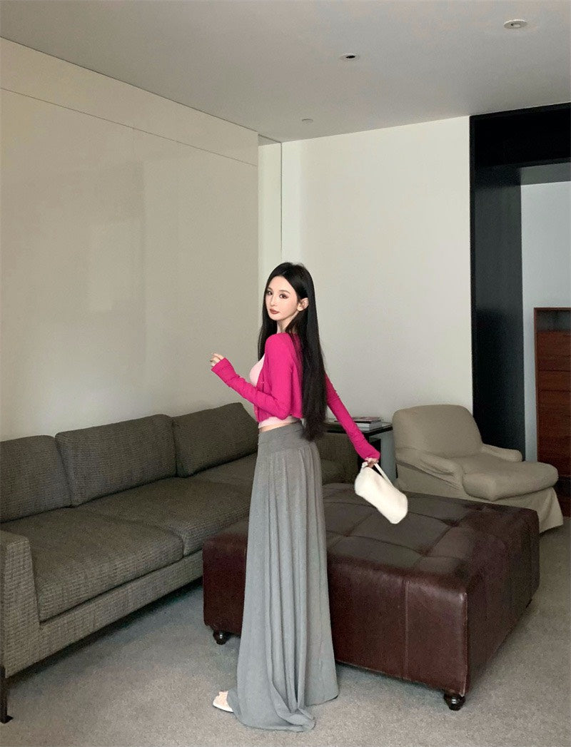 25Nov. 粉系列-基礎通勤百搭單品多色選上衣/灰色棉質半身裙