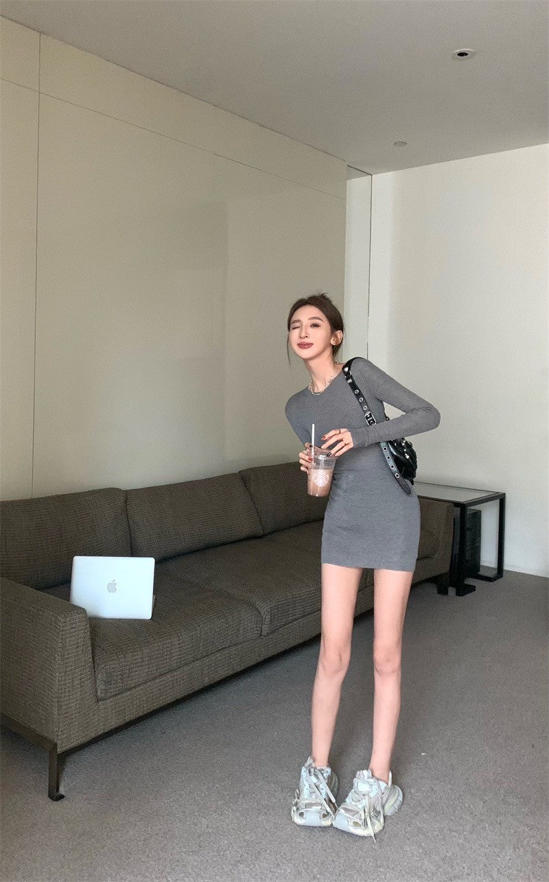 25Jul. 復古緊身套頭針織衣 灰