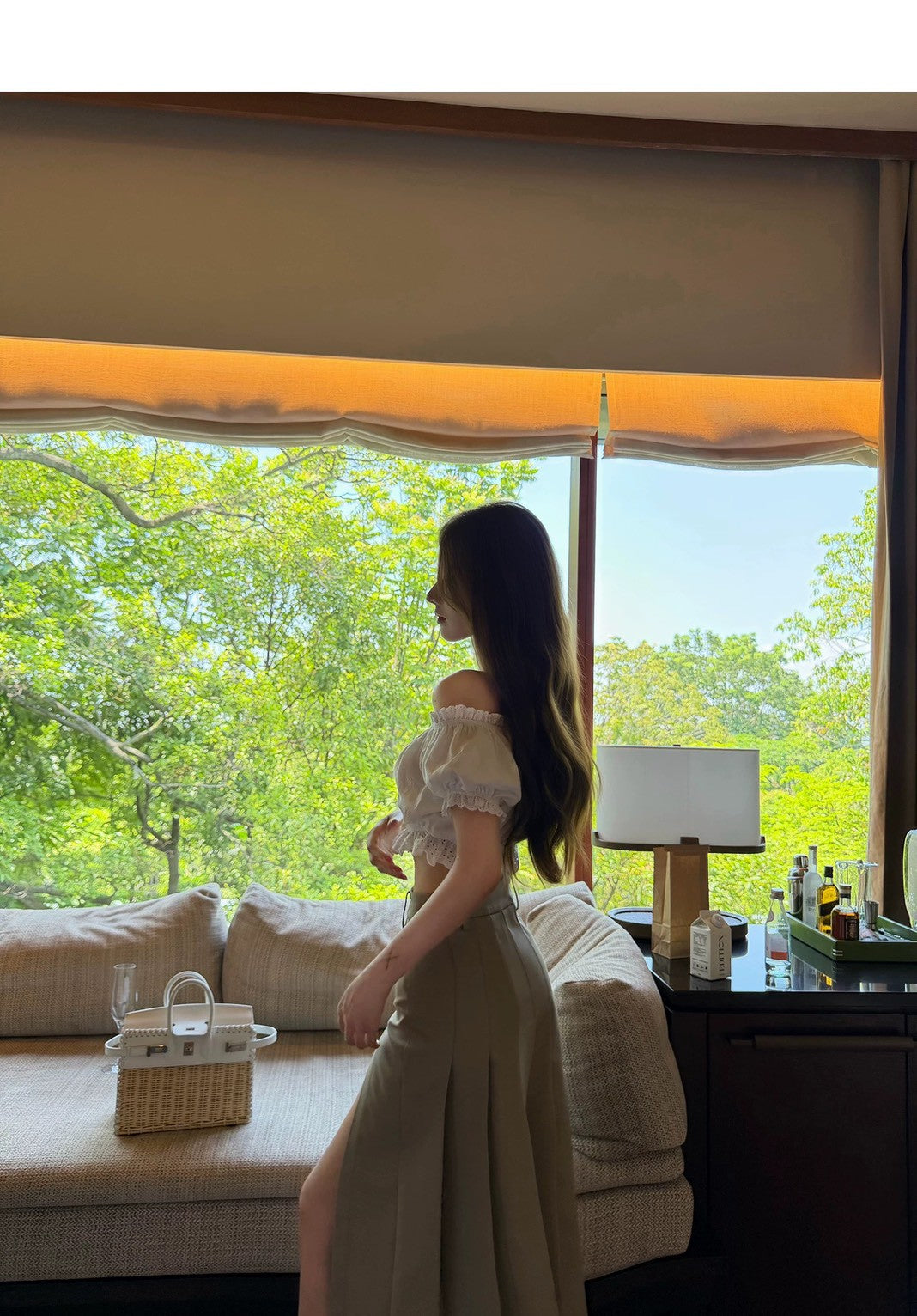 26May. 科切拉vibe氣質圓領背心/絕美開衩百褶半裙 卡其