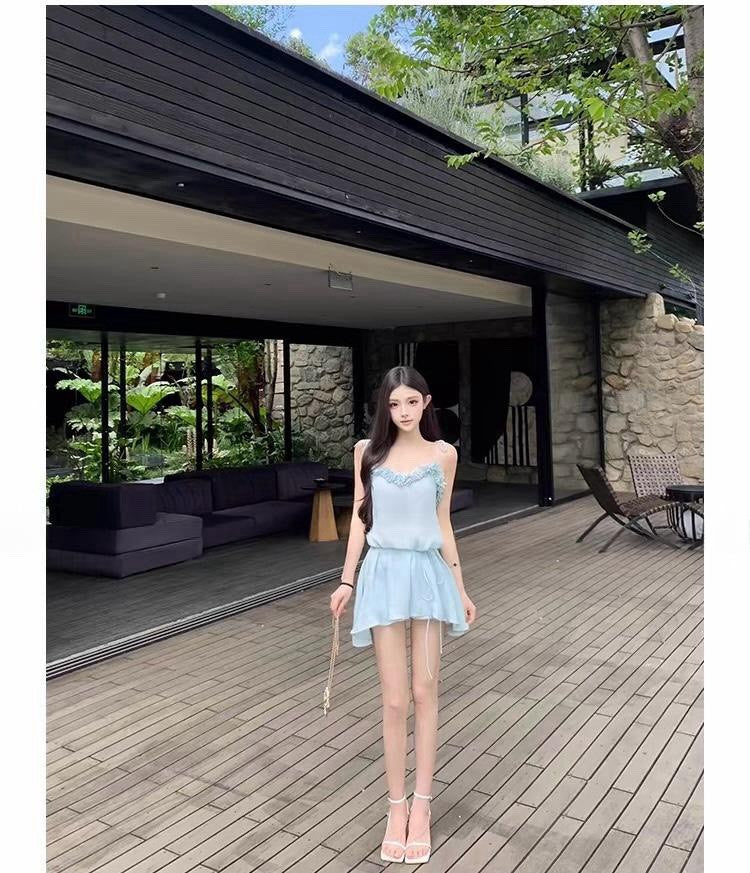 26Jul. 天鵝湖萦麻花辮純慾垂感連身裙 藍