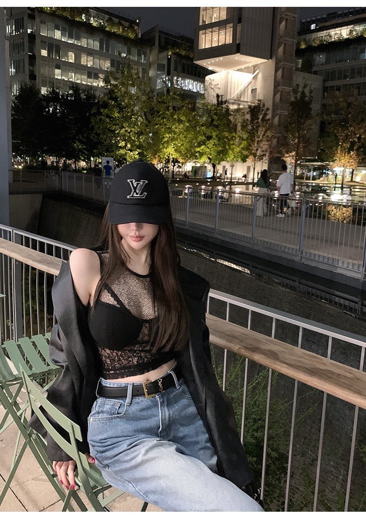 Nov. 夜鶯情歌 性感透視針織紗拼接魚骨背心