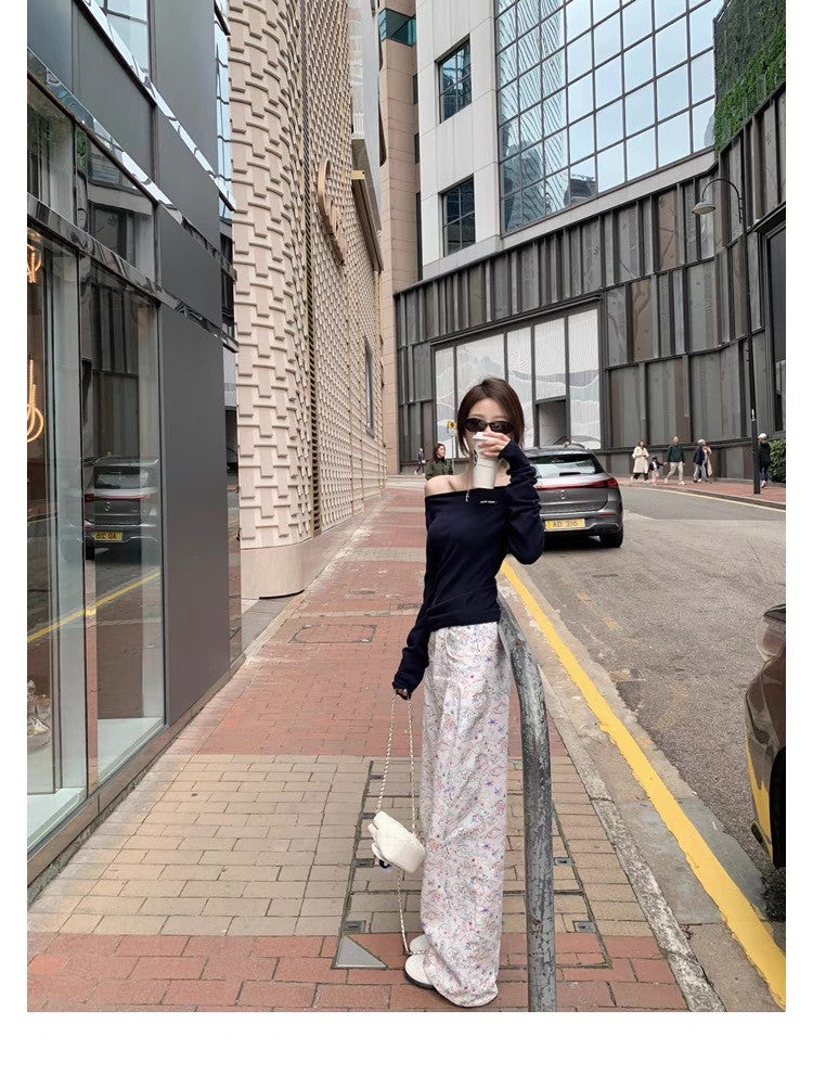 Apr. 元氣m1u女孩 兩穿斜肩針織上衣 藏藍