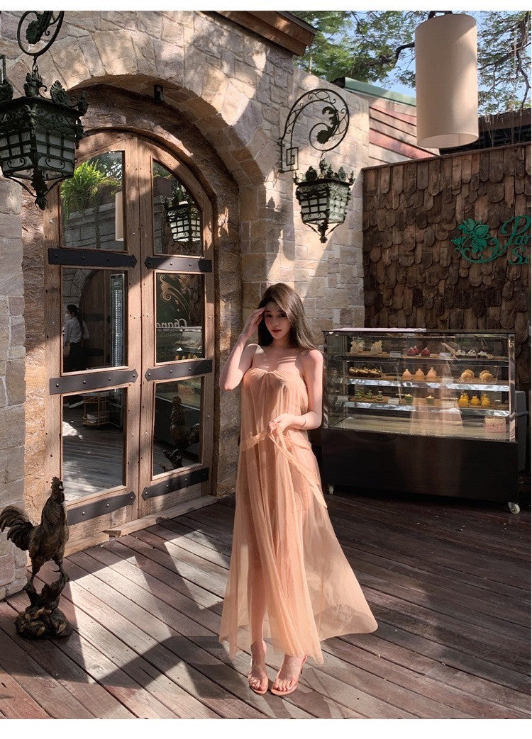 Mar. 飄飄欲仙 拼接式網紗金紗線連身裙