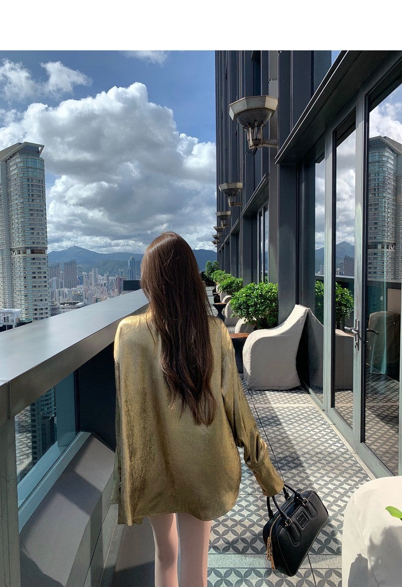 Aug. 女明星Rose金色質感襯衫