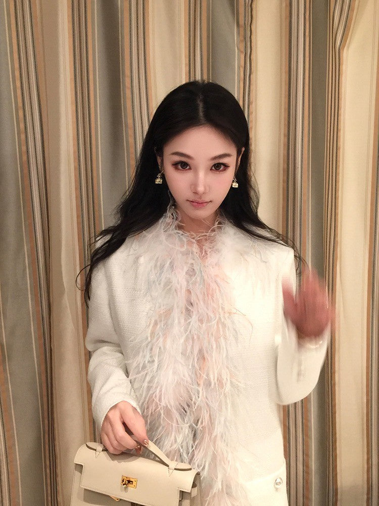 Oct. 典藏理想系列 鴕鳥毛定染編織廓形西裝外套