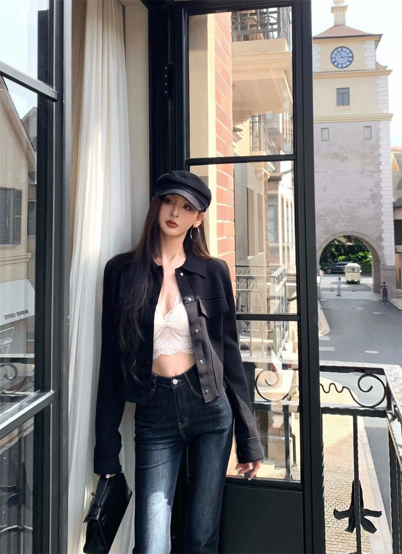 25Dec. 基礎簡約高密廓形短夾克 黑