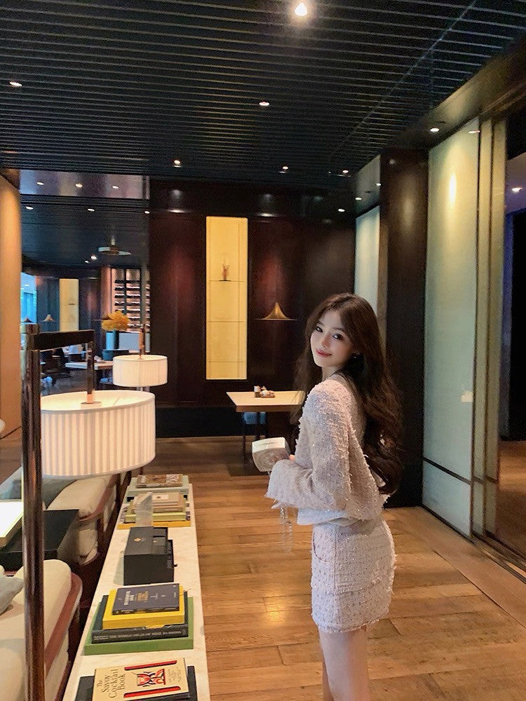 25Oct. Chic紫丁香粗呢外套小香套裝