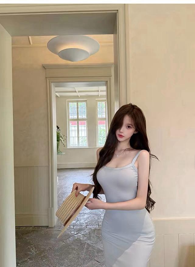 26Jul. 歐美控懶人裙挖背修身連身裙 淡藍/黑