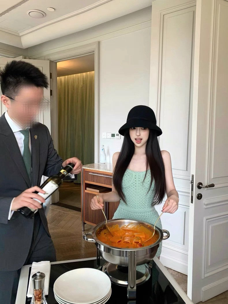 25Sep. 封神薄荷裙 縷空針織背心連身裙 綠/白