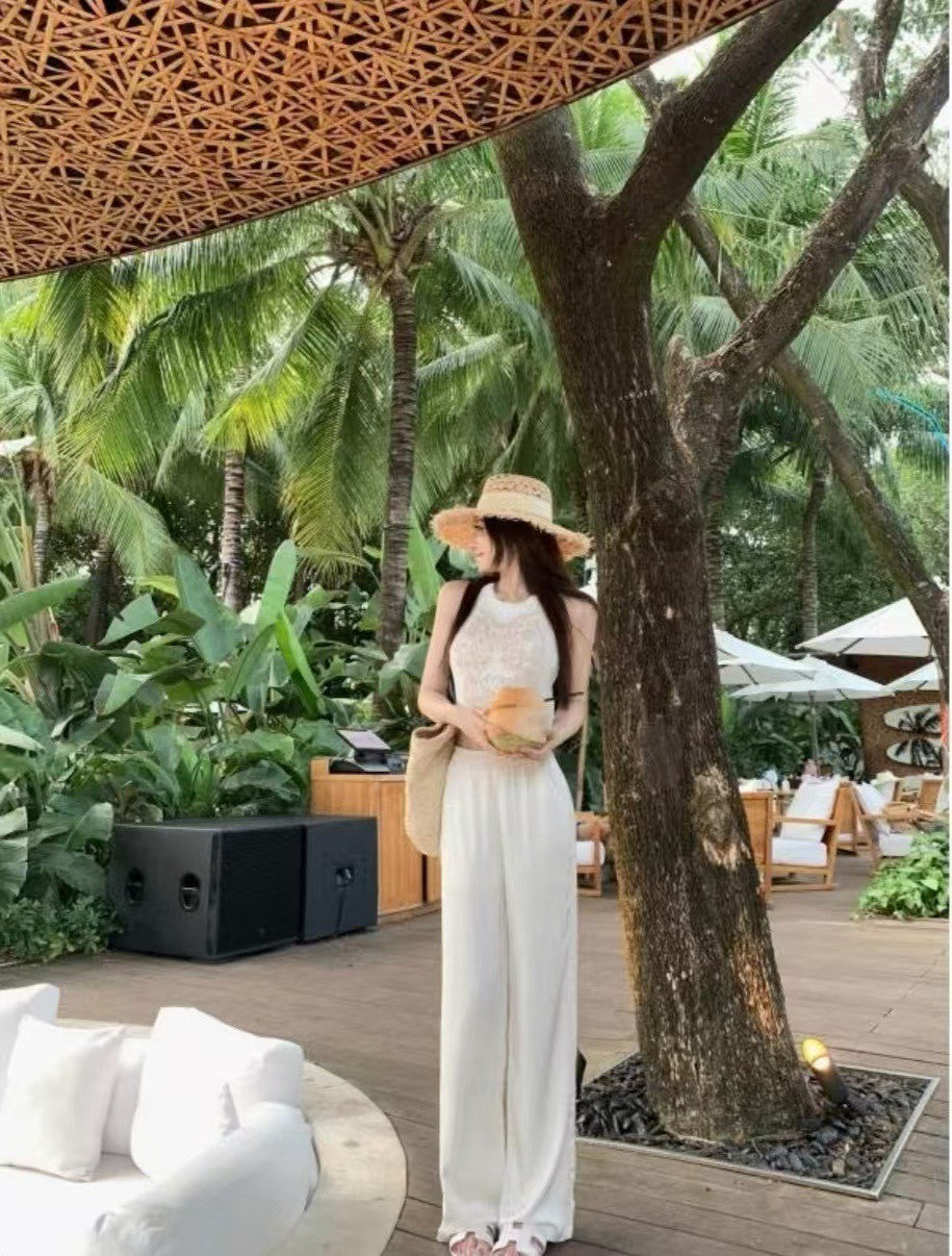 26Oct. 莊園蝶夢白色 金刺印花針織背心