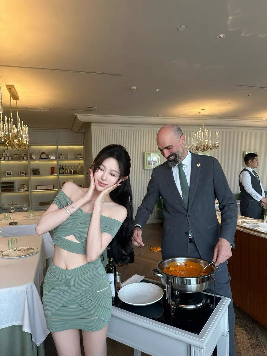 26Jun. 性感指標小巴繃帶針織美學套裝 綠