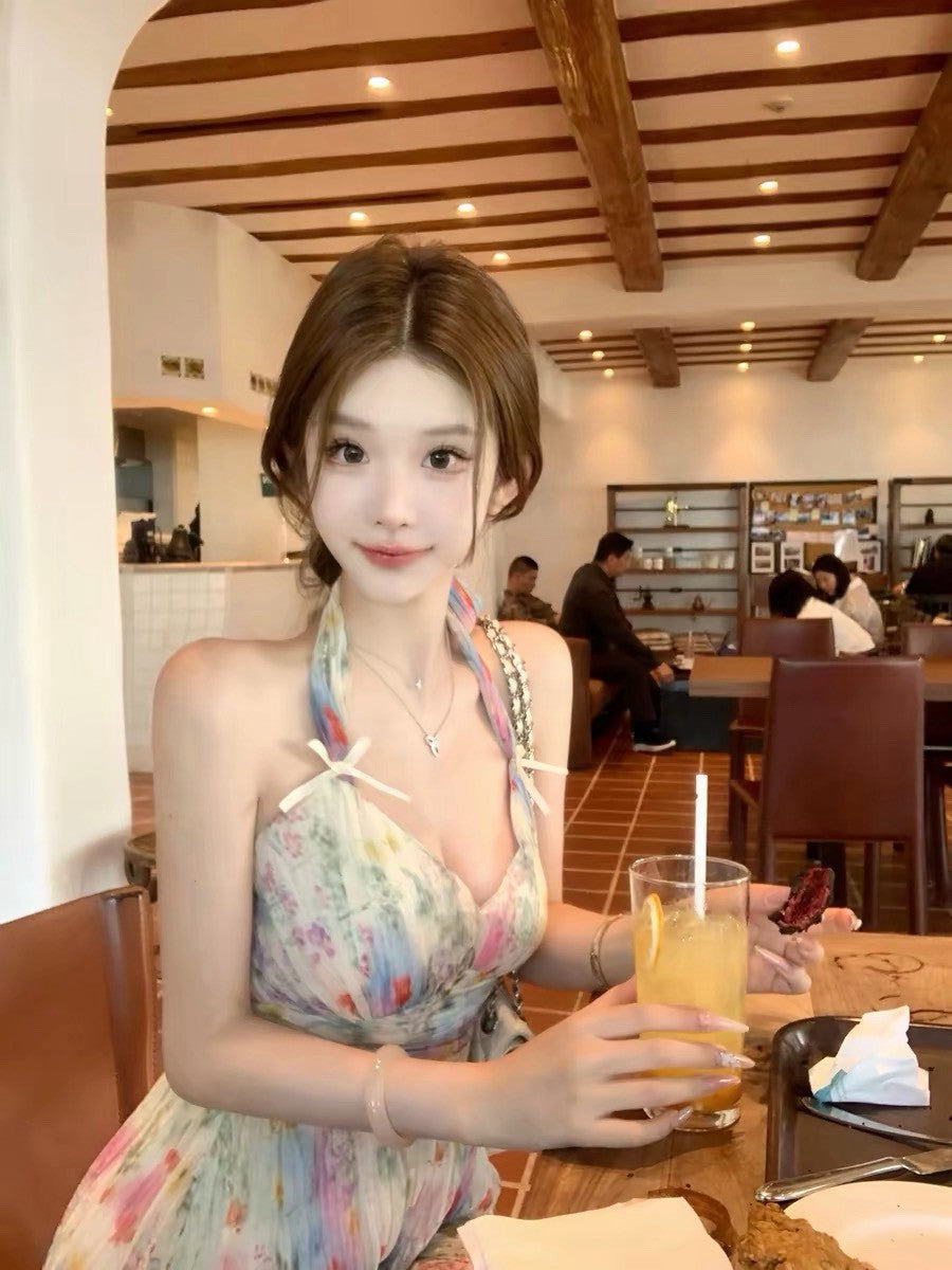 26Jul. 梨花甜心 熱帶多巴胺掛脖收腰洋裝