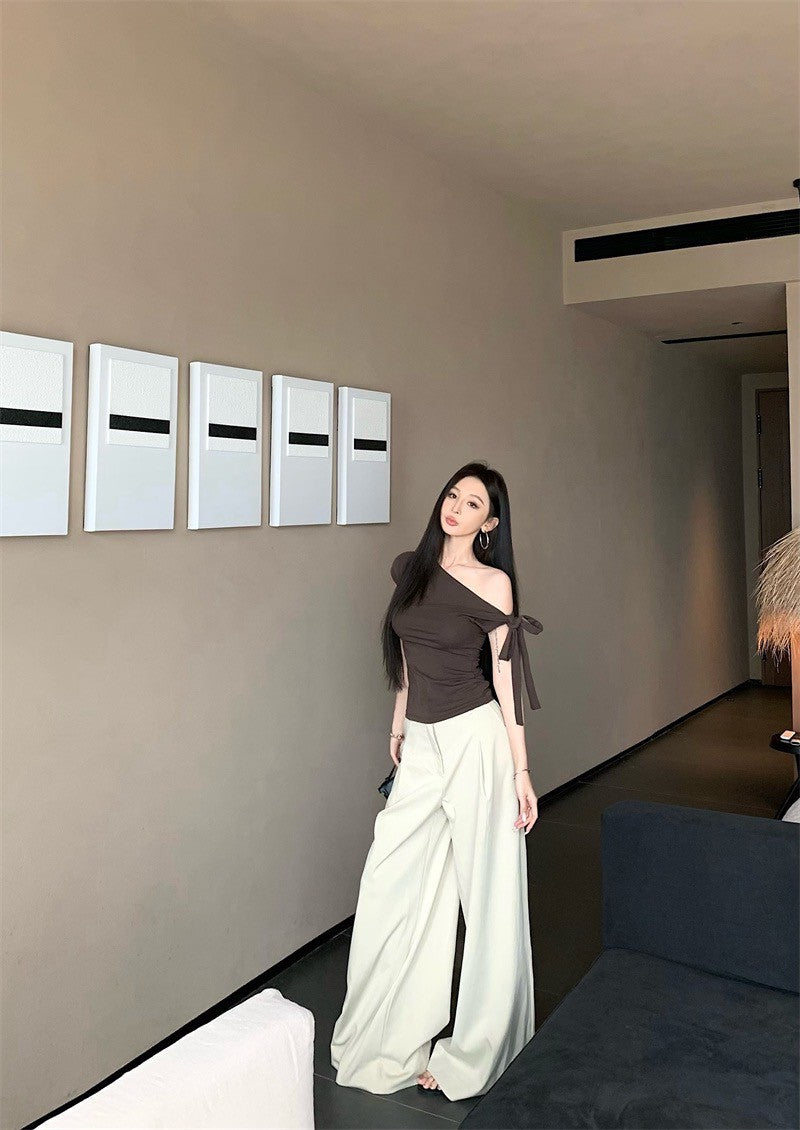 25Jul. 時髦蝴蝶結綁帶多穿式上衣 咖