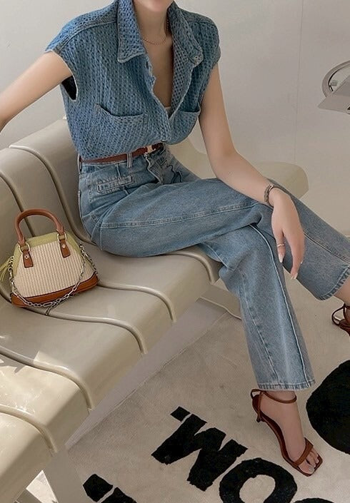 25Sep. 美式復古緹花坎肩收腰馬甲