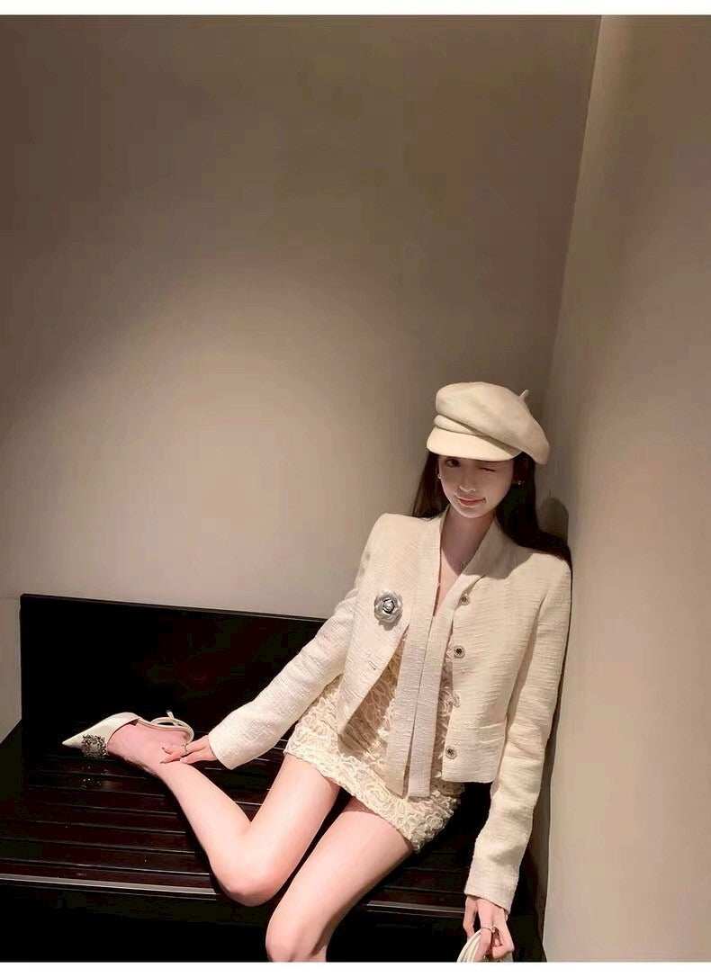 25Oct. 紐約小香千金 粗呢飄帶修身外套