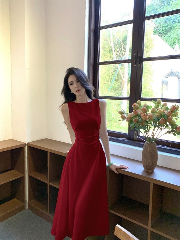 25Oct. 法式新娘裙 優雅修身收腰連身裙 紅 2款長度