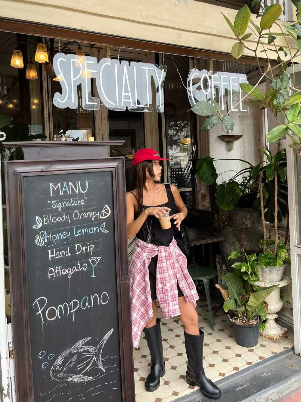 25Oct. 寬鬆休閒通勤格紋襯衫 紅