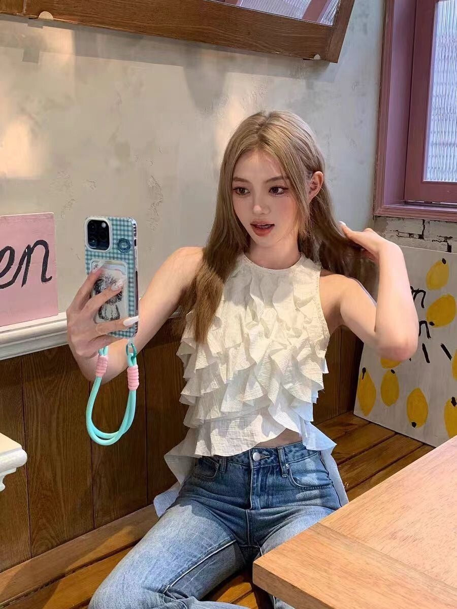 25Sep. 虞書欣款 娜拉仙女白色荷葉背心