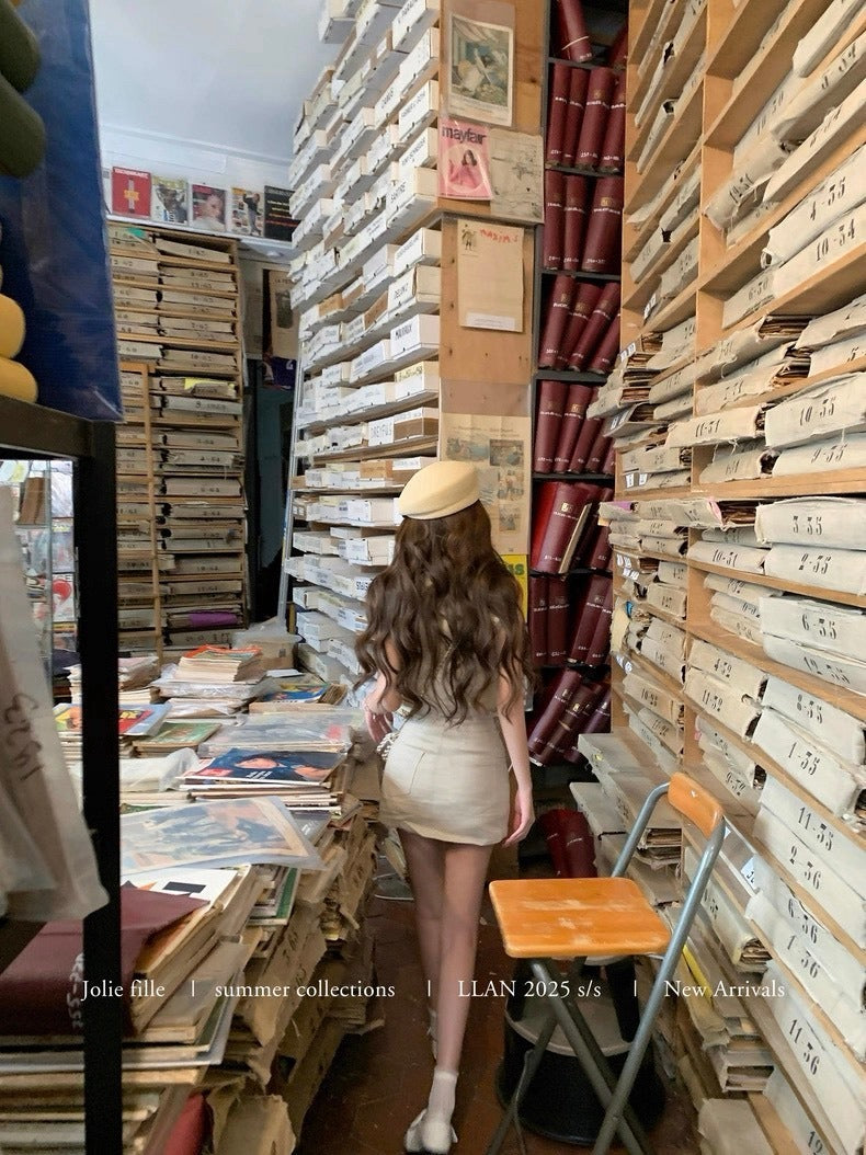 25Oct. 甜心香香VTG 復古蕾絲拼接亞麻套裝 亞麻原色