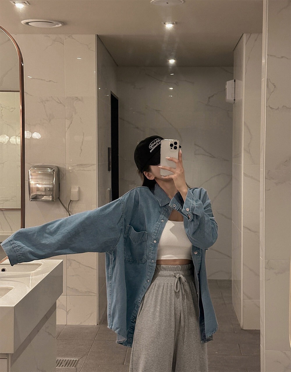 25Sep. 寬鬆休閒白搭男友牛仔襯衫 藍