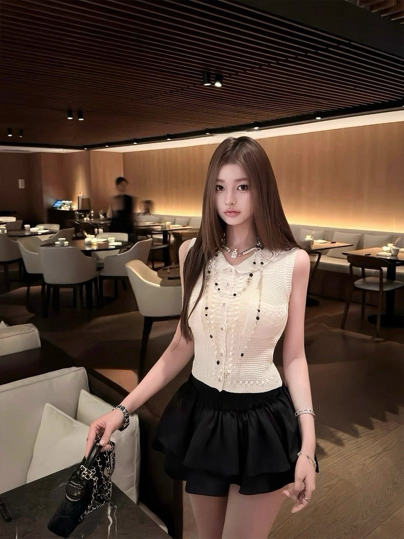 25Oct. 香奶奶雙曲紗線千金奶白針織背心