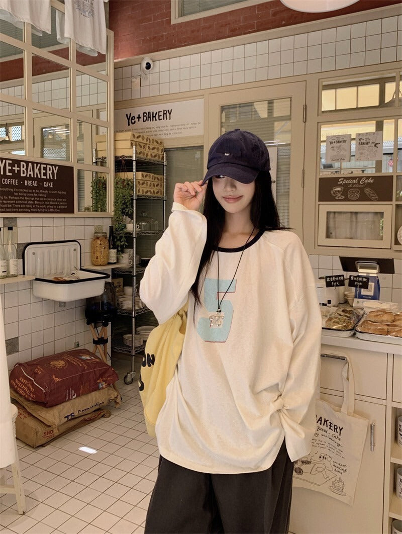 25Oct. 甜韓妞 5號圓領寬鬆長袖上衣