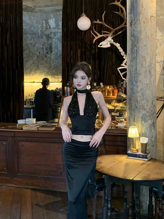 25Oct. 璀璨之夜 性感亮片低V收腰背心