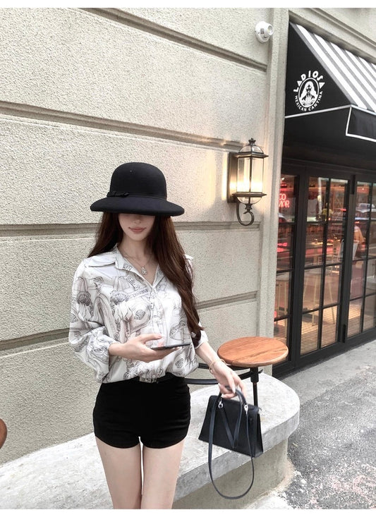 25Oct. 鬆弛感老錢印花修身襯衫