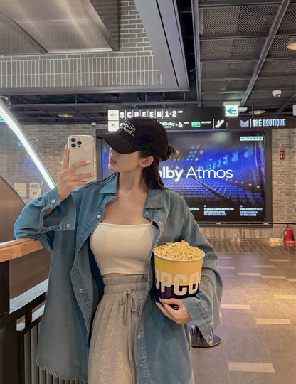 25Sep. 寬鬆休閒白搭男友牛仔襯衫 藍