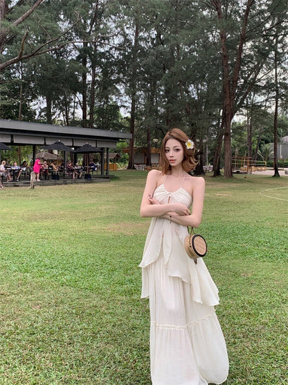 25Oct. 浪漫氛圍 慵懶顯瘦掛脖上衣半身裙套裝