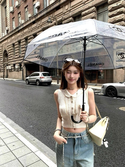 25Oct. 香奶奶雙曲紗線千金奶白針織背心