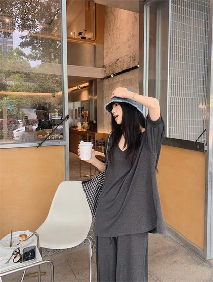 25Oct. 韓chic慵懶蝙蝠袖紙片上衣/休閒褲