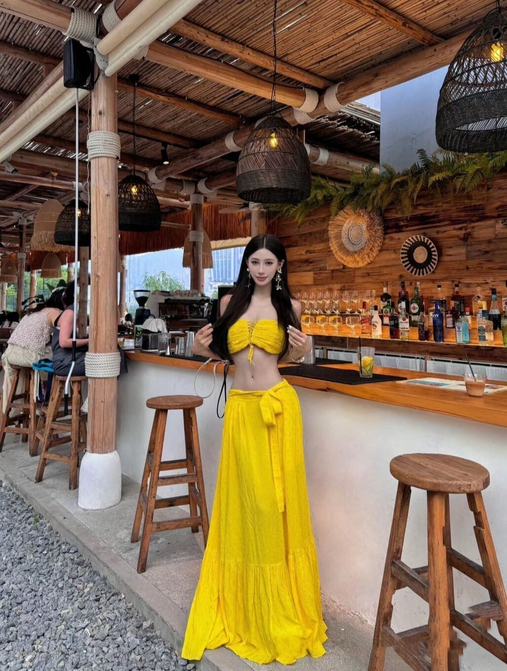 25Oct. 招財多巴胺 辣妹褶皺抹胸半身裙套裝