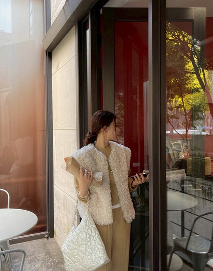 25Dec. 圈圈軟羊羔寬鬆馬甲外套