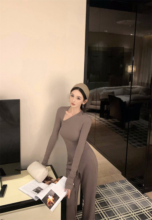 26Jan. 好身材有氧2.0不規則設計感休閒褲/半身裙套裝 卡灰