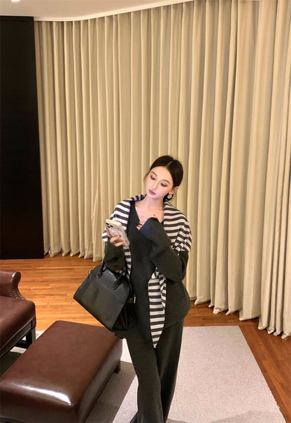 26Feb. 酷港女慵懶寬鬆披肩上衣三件套 杏/黑灰