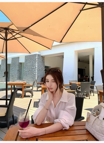 26May. 智感老錢 慵懶棉麻繫帶襯衫 白/卡其