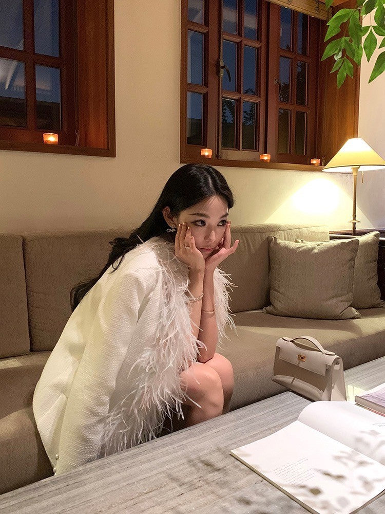 Oct. 典藏理想系列 鴕鳥毛定染編織廓形西裝外套