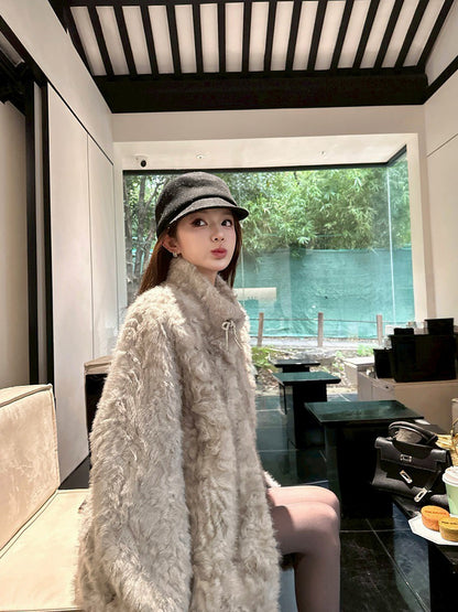 25Dec. Teddy熊毛毛韓系柔軟寬鬆外套 泰迪棕/灰