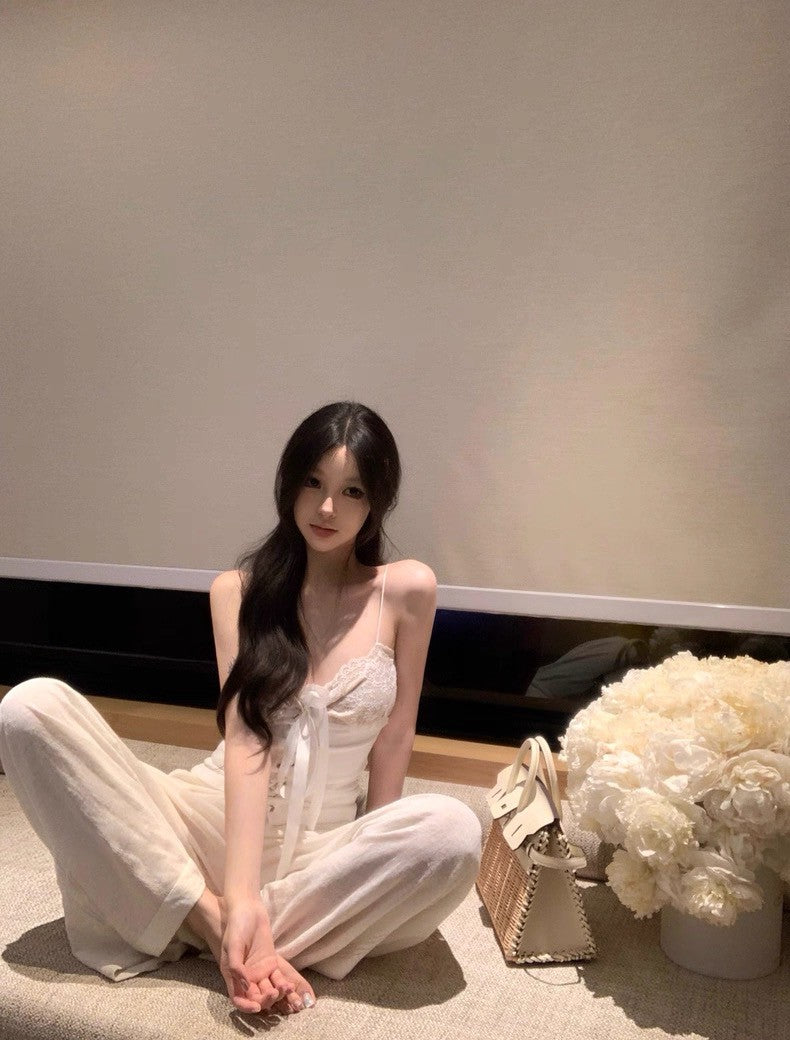 25Sep. Valentin*蕾絲蝴蝶綁帶top 白