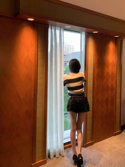 May. megscar*海軍條紋v領短款針織上衣