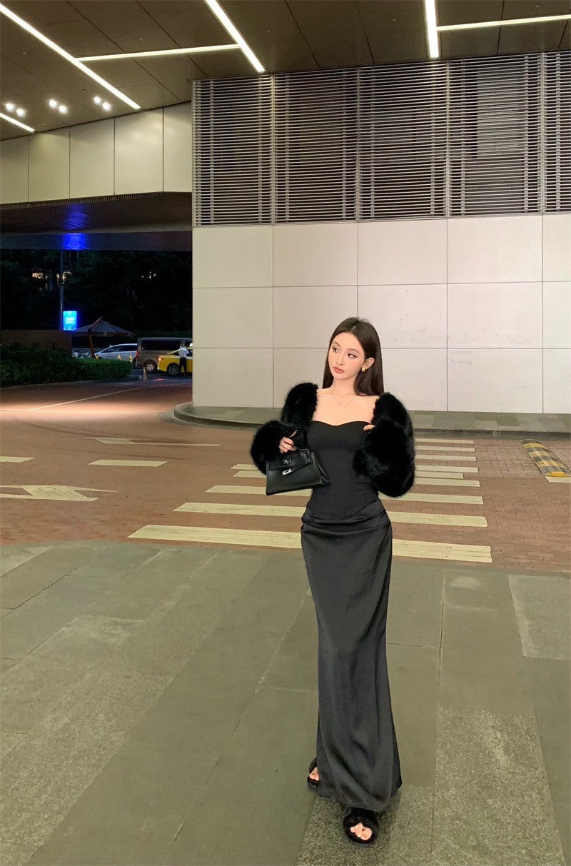 Jan. 神秘黑 顯瘦魚骨抹胸 法式半身裙