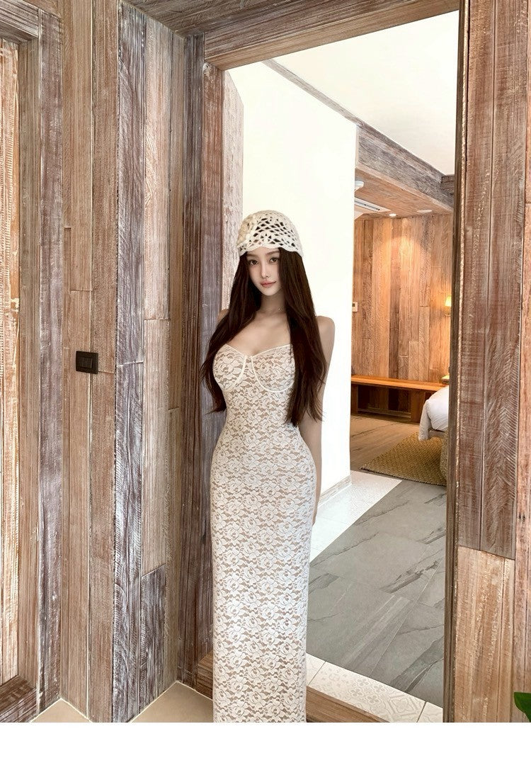 May. Bologna 浪漫藝術家 蕾絲白帶胸墊連身裙