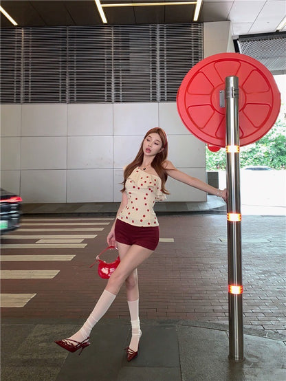 Sep. 復古波點 荷葉斜領上衣