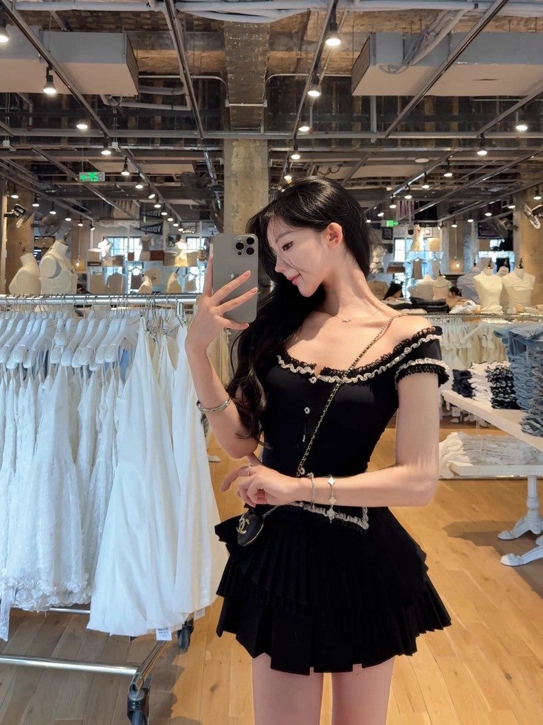 25Aug. 法式古著多層蕾絲花兩穿上衣