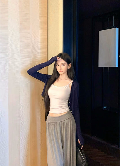 25Nov. 清爽藍系列-基礎通勤百搭單品多色選上衣/藍色棉質半身裙