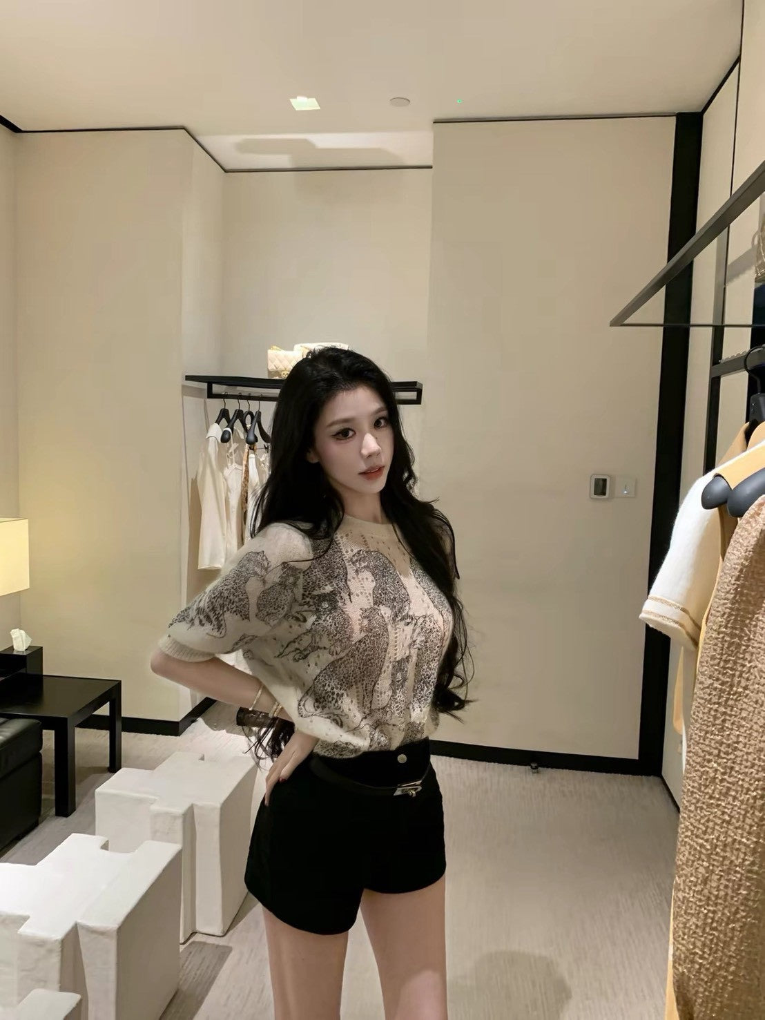 26Jun. 高級感美豹綿羊毛圓領針織上衣2版型