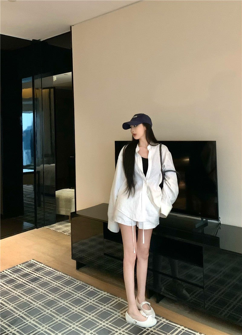 Jun. 休閒呼吸衫 N次穿不膩寬鬆襯衫上衣 抽繩短褲